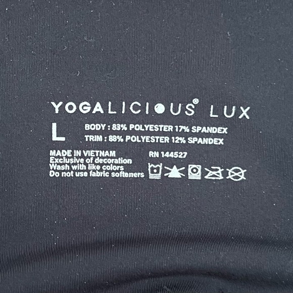 YOGALICIOUS LUX Black Cropped Leggings L High Rise Pockets - Picture 7 of 8